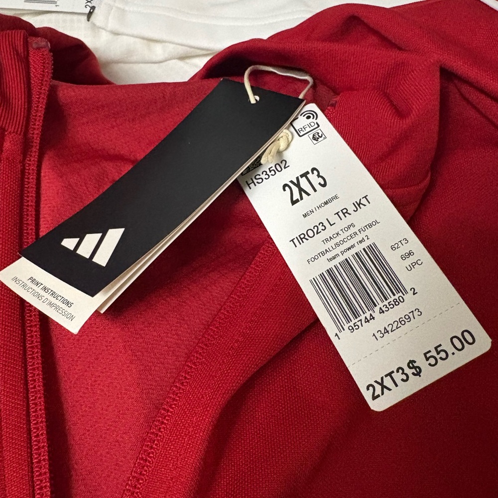 Adidas Men's Red lightweight track jacket 2XL Tall - Picture 3 of 3